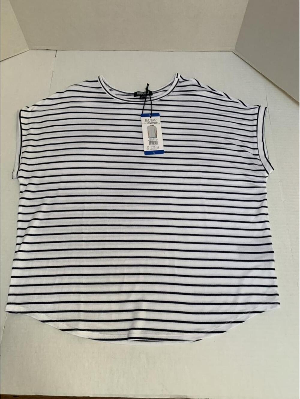 NWT Womans Size L Buffalo David Britton Striped T Shirt - Picture 2 of 6